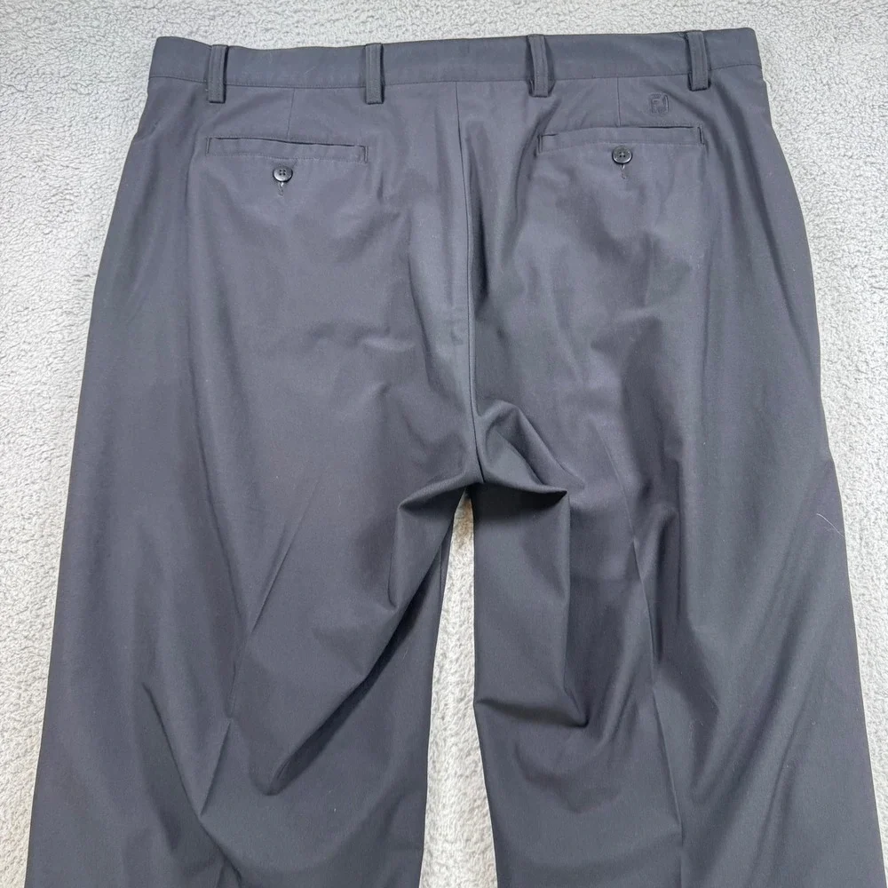 FootJoy FJ Mens 40x32 Black Pants Flat Front Polyester Spandex‎ Golf